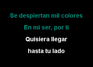 Se despiertan mil colores

En mi ser, por ti

Quisiera Ilegar

hasta tu lado