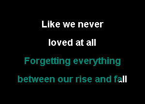 Like we never

loved at all

Forgetting everything

between our rise and fall