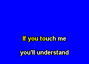 If you touch me

you'll understand