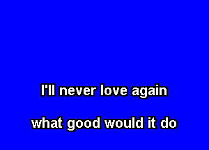 I'll never love again

what good would it do