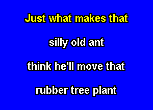 Just what makes that
silly old ant

think he'll move that

rubber tree plant