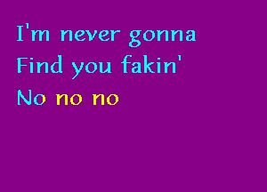 I'm never gonna

Find you fakin'
No no no