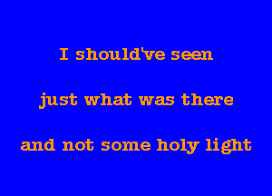 I shouldRre seen
just what was there

and not some holy light