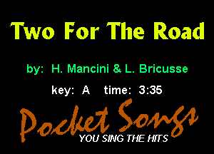 Two lFor The Road

byz H. Mancini 8 L. Bricusse

keyz A timer 335

Dow gow

YOU SING THE HITS
