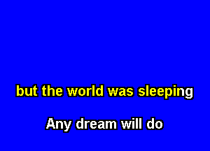but the world was sleeping

Any dream will do
