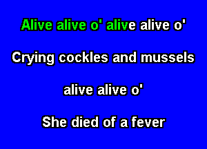 Alive alive 0' alive alive 0'

Crying cookies and mussels

alive alive 0'

She died of a fever