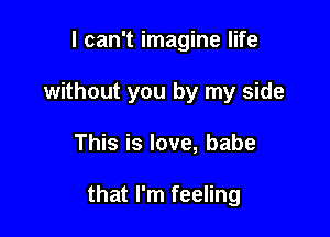 I can't imagine life
without you by my side

This is love, babe

that I'm feeling