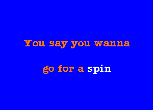 You say you wanna

go for a spin