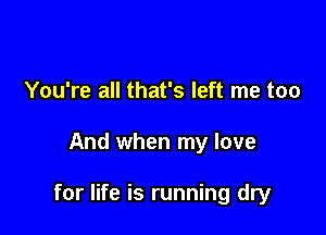 You're all that's left me too

And when my love

for life is running dry