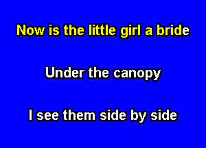 Now is the little girl a bride

Under the canopy

I see them side by side