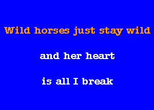 Wild horsa just stay wild
and her heart

is all I break