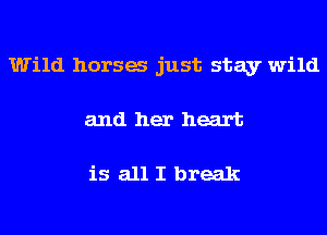 Wild horsa just stay wild
and her heart

is all I break