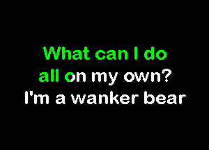 What can I do

all on my own?
I'm a wanker bear