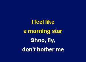 lfeel like

a morning star
Shoo, fly,
don't bother me