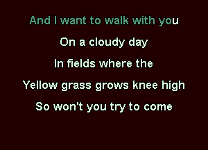 And I want to walk with you
On a cloudy day

In fields where the

Yellow grass grows knee high

So won't you try to come