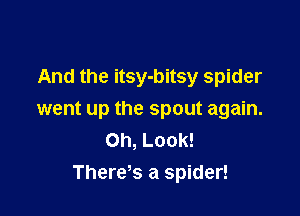 And the itsy-bitsy spider

went up the spout again.
Oh, Look!
Theres a spider!