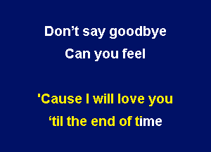 Dom say goodbye
Can you feel

'Cause I will love you

tiI the end of time