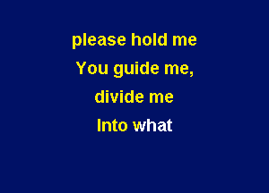 please hold me
You guide me,

divide me
Into what