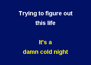 Trying to figure out
this life

It's a
damn cold night
