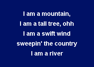 I am a mountain,
I am a tall tree, ohh
I am a swift wind

sweepin' the country

I am a river