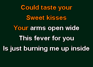 Could taste your
Sweet kisses
Your arms open wide
This fever for you

Is just burning me up inside