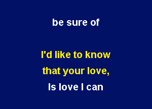 be sure of

I'd like to know

that your love,

ls love I can