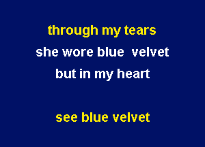 through my tears

she wore blue velvet
but in my heart

see blue velvet