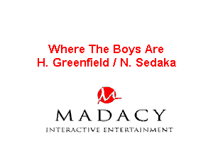 Where The Boys Are
H. Greenfield I N. Sedaka

mt,
MADACY

JNTIRAL rIV!lNTII'.1.UN.MINT