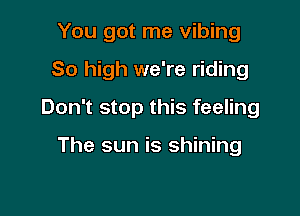 You got me vibing

So high we're riding

Don't stop this feeling

The sun is shining