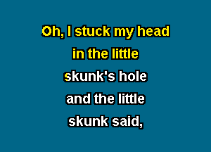 Oh, I stuck my head
in the little
skunk's hole
and the little

skunk said,