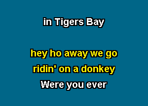 in Tigers Bay

hey ho away we go
ridin' on a donkey

Were you ever