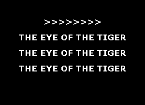 THE EYE OF THE TIGER
THE EYE OF THE TIGER
THE EYE OF THE TIGER