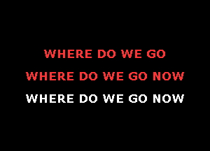 WHERE DO WE GO

WHERE DO WE GO NOW
WHERE DO WE GO NOW