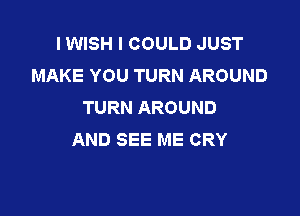 I WISH I COULD JUST
MAKE YOU TURN AROUND
TURN AROUND

AND SEE ME CRY