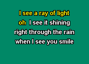 I see a ray of light
oh lsee it shining
right through the rain

when I see you smile