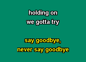 holding on

we gotta try

say goodbye,
never say goodbye