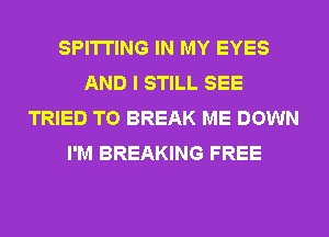 SPITI'ING IN MY EYES
AND I STILL SEE
TRIED TO BREAK ME DOWN
I'M BREAKING FREE
