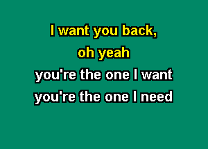 I want you back,
oh yeah
you're the one I want

you're the one I need