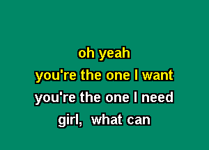 oh yeah
you're the one I want

you're the one I need

girl, what can