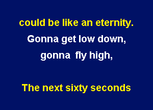 could be like an eternity.
Gonna get low down,
gonna fly high,

The next sixty seconds