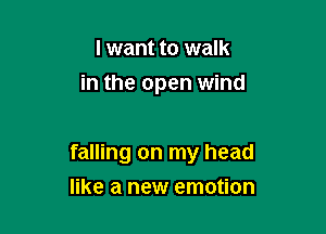 I want to walk
in the open wind

falling on my head

like a new emotion