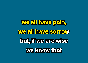 we all have pain,

we all have sorrow
but, if we are wise
we know that