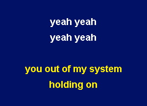 yeah yeah
yeah yeah

you out of my system

holding on