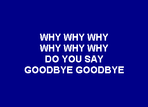 WHY WHY WHY
WHY WHY WHY

DO YOU SAY
GOODBYE GOODBYE