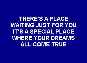THERE'S A PLACE
WAITING JUST FOR YOU
IT'S A SPECIAL PLACE
WHERE YOUR DREAMS
ALL COME TRUE