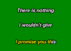 There is nothing

I wouldn't give

I promise you this
