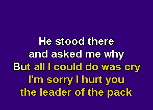 He stood there
and asked me why

But all I could do was cry
I'm sorry I hurt you
the leader of the pack