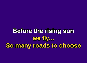 Before the rising sun

we 11y...
So many roads to choose