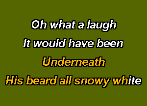 Oh what a laugh
It wouid have been

Underneath

His beard all snowy white
