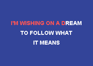 I'M WISHING ON A DREAM
TO FOLLOW WHAT

IT MEANS